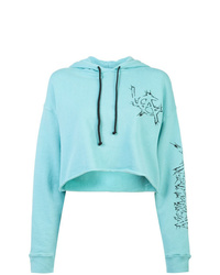 Бирюзовый худи с принтом