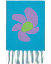 Бирюзовый шарф с цветочным принтом