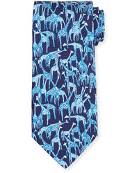 Бирюзовый шелковый галстук с принтом