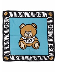 Мужской бирюзовый шелковый шарф с принтом от Moschino