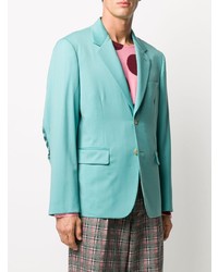 Мужской бирюзовый шерстяной пиджак от Comme Des Garcons Homme Plus