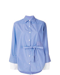 Голубая блуза на пуговицах в вертикальную полоску от Eudon Choi