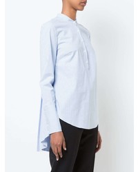 Голубая блуза на пуговицах в вертикальную полоску от Veronica Beard