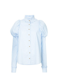 Голубая блуза на пуговицах в вертикальную полоску от Macgraw