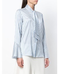 Голубая блуза на пуговицах в вертикальную полоску от Etro