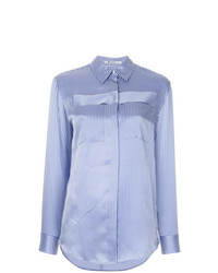 Голубая блуза на пуговицах в вертикальную полоску от T by Alexander Wang