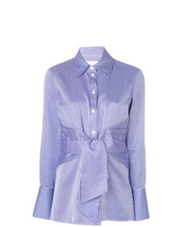 Голубая блуза на пуговицах в вертикальную полоску от Victoria Victoria Beckham