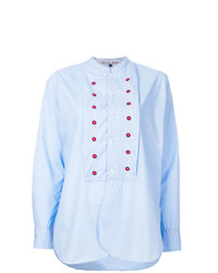 Голубая блуза на пуговицах с вышивкой от Jupe By Jackie