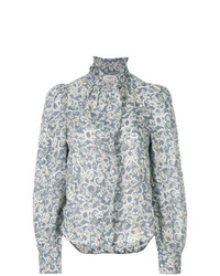 Голубая блуза на пуговицах с принтом от Isabel Marant Etoile