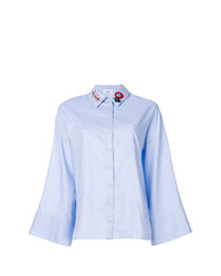 Голубая блуза на пуговицах с украшением от Dondup