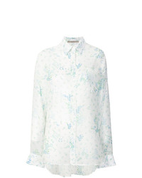 Голубая блуза на пуговицах с цветочным принтом от Ermanno Scervino