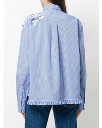 Голубая блуза на пуговицах с цветочным принтом от MSGM