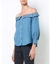 Голубая блуза на пуговицах от Veronica Beard