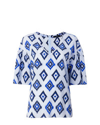 Голубая блуза с коротким рукавом с принтом от Steffen Schraut