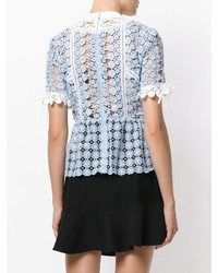 Голубая блузка с вышивкой от Self-Portrait