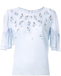 Голубая блузка с вышивкой от Megan Park