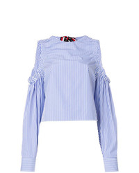 Голубая блузка с длинным рукавом в вертикальную полоску от Hilfiger Collection