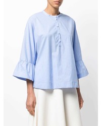 Голубая блузка с длинным рукавом в вертикальную полоску от Fay