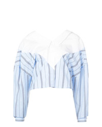 Голубая блузка с длинным рукавом в вертикальную полоску от Unravel Project