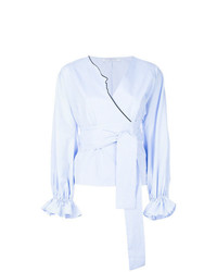 Голубая блузка с длинным рукавом в вертикальную полоску от Vivetta