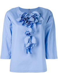 Голубая блузка с длинным рукавом с рюшами от Comme des Garcons