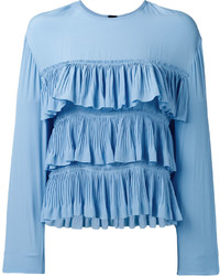 Голубая блузка с длинным рукавом с рюшами от Marni