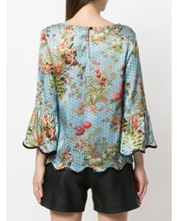 Голубая блузка с длинным рукавом с цветочным принтом от Shirtaporter