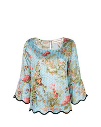 Голубая блузка с длинным рукавом с цветочным принтом от Shirtaporter