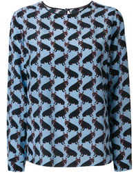 Голубая блузка с принтом от Odeeh