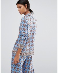 Голубая блузка с принтом от Warehouse