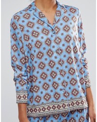 Голубая блузка с принтом от Warehouse