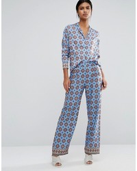 Голубая блузка с принтом от Warehouse