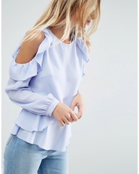 Голубая блузка с рюшами от Asos