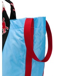 Мужская голубая большая сумка из плотной ткани с вышивкой от Marni