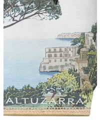 Голубая большая сумка из плотной ткани с принтом от Altuzarra