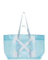 Мужская голубая большая сумка из плотной ткани с принтом от Off-White