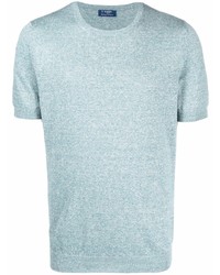 Мужская голубая вязаная футболка с круглым вырезом от Barba