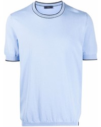 Мужская голубая вязаная футболка с круглым вырезом от Fay