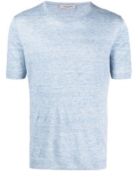 Мужская голубая вязаная футболка с круглым вырезом от Fileria
