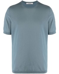 Мужская голубая вязаная футболка с круглым вырезом от La Fileria For D'aniello