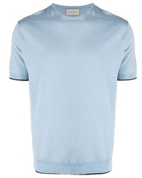 Мужская голубая вязаная футболка с круглым вырезом от Low Brand