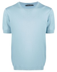 Мужская голубая вязаная футболка с круглым вырезом от Tagliatore