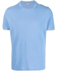 Мужская голубая вязаная футболка с круглым вырезом от Zanone