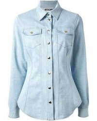 Голубая джинсовая блуза на пуговицах от Moschino