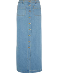 Голубая джинсовая длинная юбка