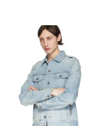 Мужская голубая джинсовая куртка-рубашка от Balmain