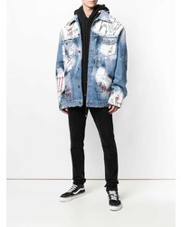 Мужская голубая джинсовая куртка с вышивкой от Mjb