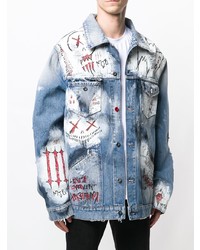 Мужская голубая джинсовая куртка с вышивкой от Mjb