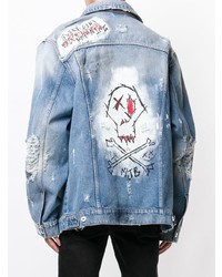 Мужская голубая джинсовая куртка с вышивкой от Mjb