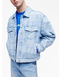 Мужская голубая джинсовая куртка с принтом от KARL LAGERFELD JEANS